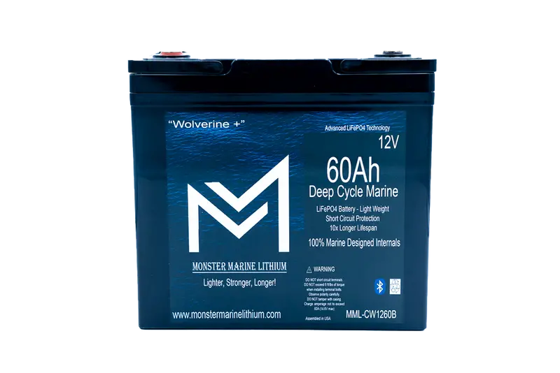 12V 60Ah Wolverine Bluetooth Deep Cycle Marine Lithium Battery (Mml-1260B) 1