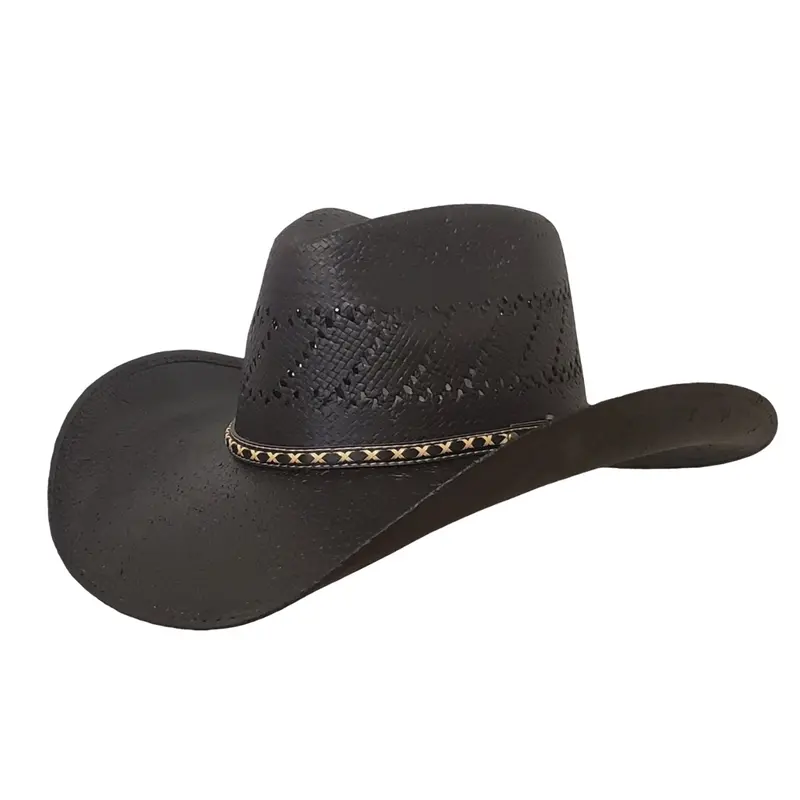 Durango Black Shantung Straw Hat – Gone Country Sleek 213-Weave Finish 1