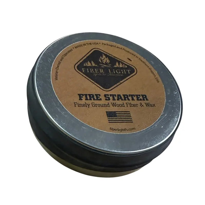 Fiber Light Original – Round Tin Fire-Starting Kit 1