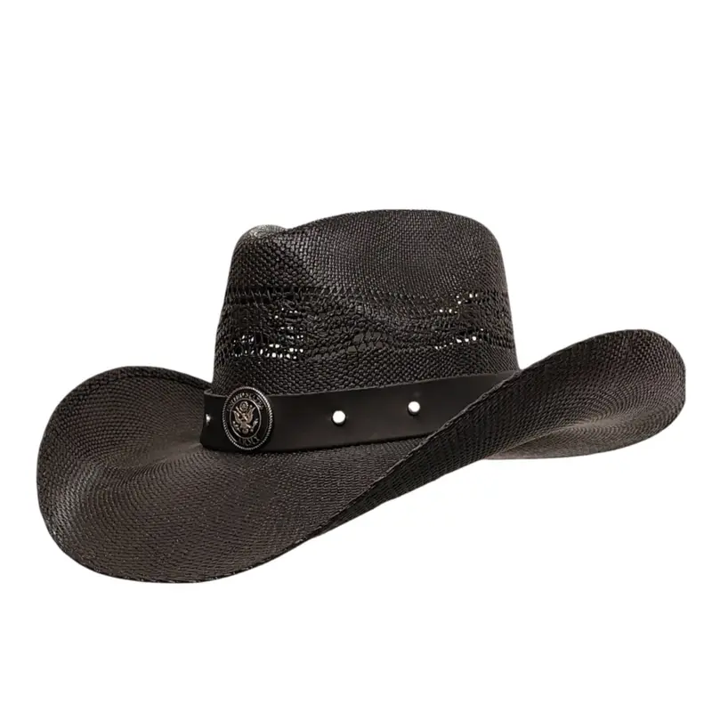 Gone Country Army Tribute Black Shantung Straw Hat 1