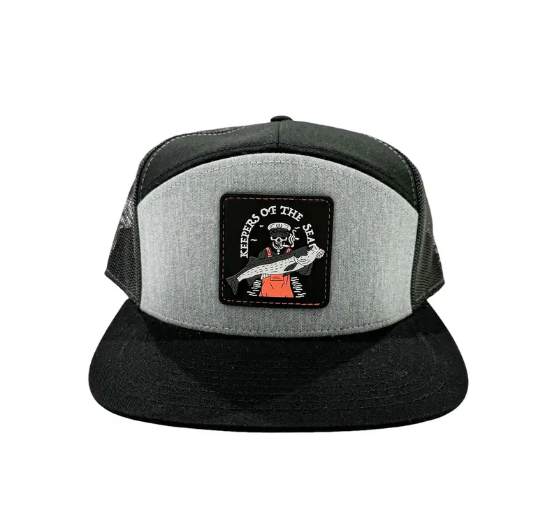 Keepers Only Bass Slayer 7-Panel Snapback – Black & Grey Fishing Cap 1