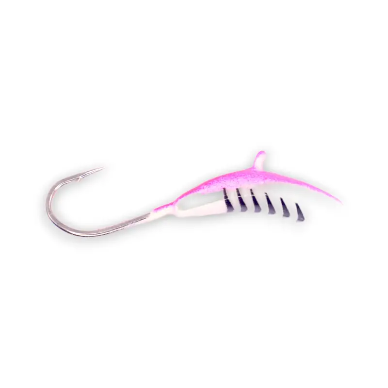 Kenders Pink Stripe Glow Rocker Tungsten Jig For Ice Fishing & Deep-Water Angling 1