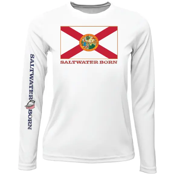Key West Florida Flag Girls Long Sleeve Upf 50+ Dry-Fit Shirt 1