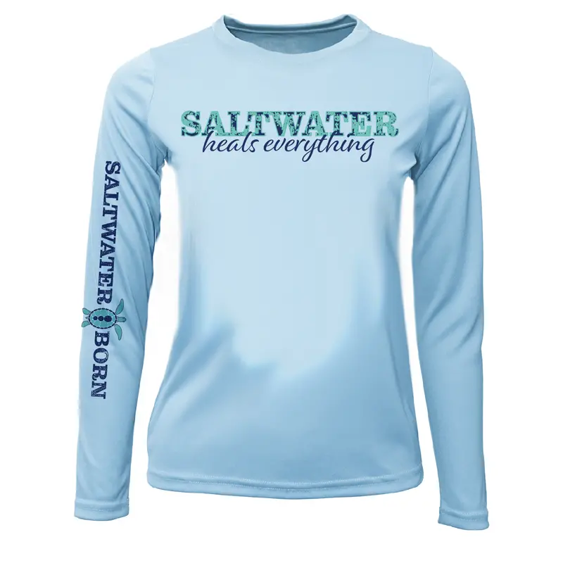 Key West 'Saltwater Heals Everything' Girls Long Sleeve Upf 50+ Dry-Fit Shirt 1