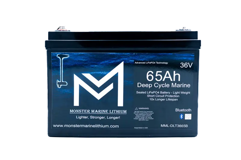 Monster Marine 36V 65Ah Bluetooth Deep-Cycle Lithium Trolling Battery 1