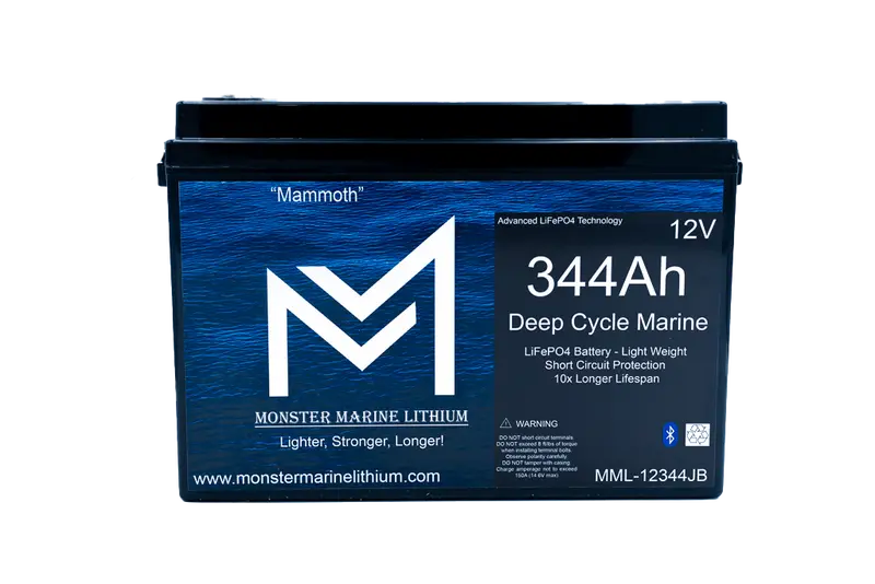 Monster Marine Mml-12344B 12V 344Ah High-Capacity Bluetooth Deep-Cycle Lithium Battery 1