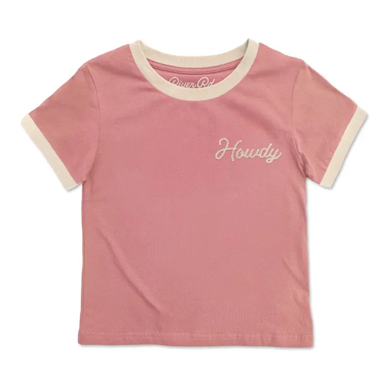 River Road Howdy Vintage Ringer Tee In Pink – Youth 1