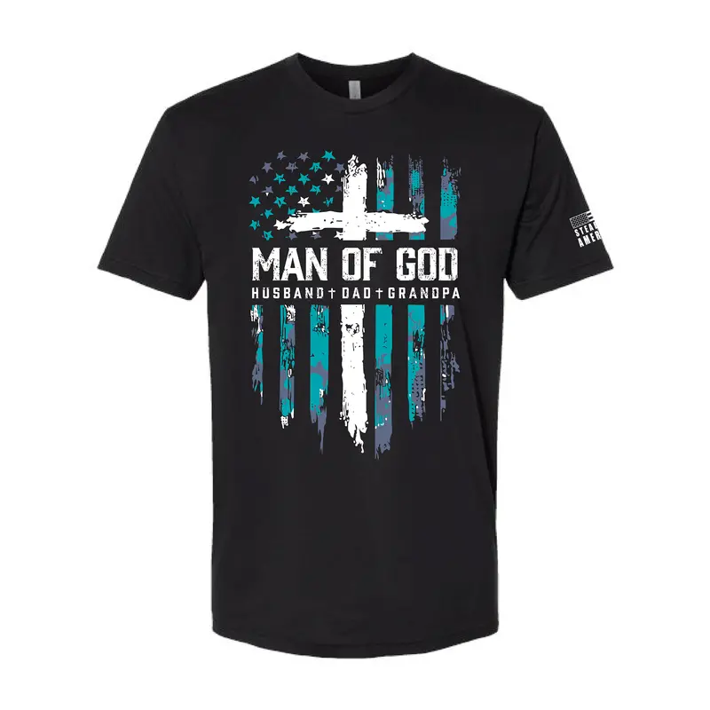 Steadfast American 'Man Of God' Faith-Based T-Shirt – Patriotic Christian Apparel For Husbands, Dads & Grandfathers 1
